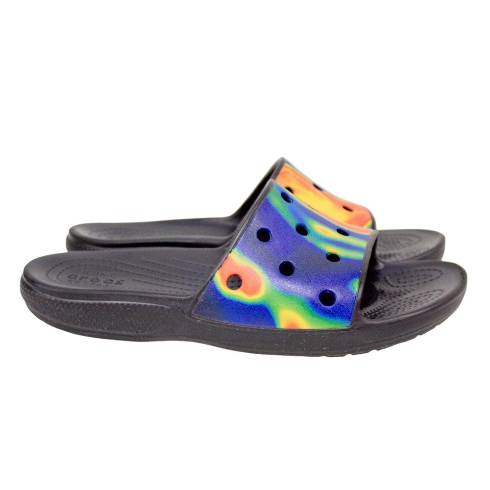 Crocs Classic Slide Tie Dye Multicolor Comfort Slip Ons Mens Size 11 Flip Flop - Picture 4 of 10